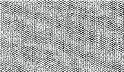 Rich, heavy fabric texture. Vector texture of weaving cloth. Grunge background. Abstract halftone vector illustration. Overlay for interesting effect and depth. Black isolated on white background.
