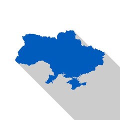 Vector Illustration of the Map of Ukraine with long shadow