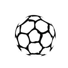 Fototapeta premium Soccer ball icon logo sign Hand drawn ink sketch template Sport emblem Decorative element Modern abstract design style Fashion print clothes apparel greeting invitation card banner poster cover ad
