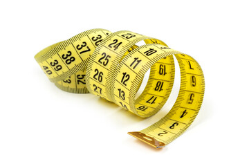 Measure tape in different positions isolated on white background