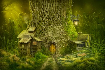 Door stickers Olif green Magic tree home