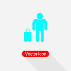 Guest icon Man Icon, Man with Luggage Icon Vector Illustration Eps10