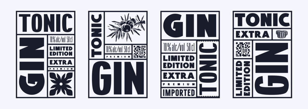 Set Of Template Label For Gin Tonic