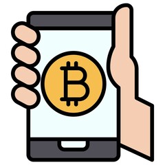 Mobile phone icon, Bitcoin related vector illustration