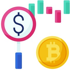 Tracking icon, Bitcoin related vector illustration