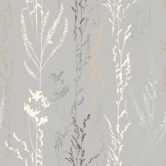 Wildgrass seamless pattern, Neutral botanical wallpaper - 490929744