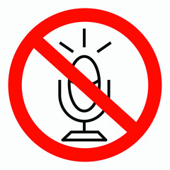 No microphone. No sound. Music ban. The microphone is off. Shopping cart isolated minimal single flat linear icon for application and info-graphic. Commercial line vector icon for websites and mobile 