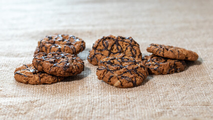 Delicious healthy cookies with chocolate and plant seeds