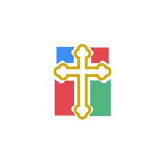 Fototapeta premium Christian cross logo design isolated on white background