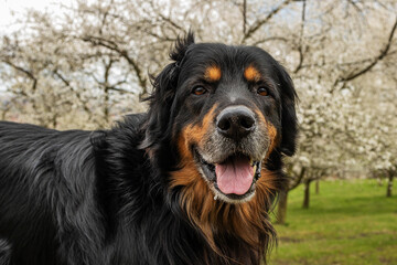 male dog hovawart gold and black, He looks like he's smiling beautifully