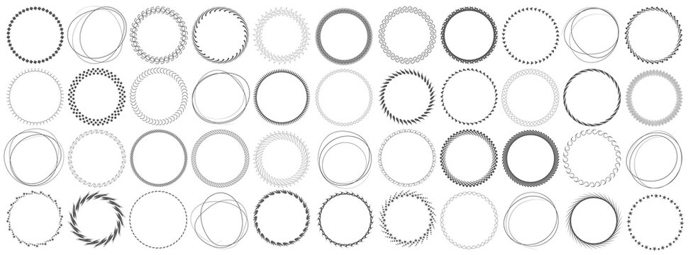 set of gray colored round frames - vector design elements