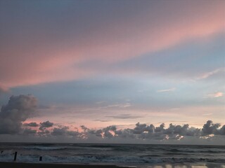 colorful cloud sunrise, sunset, summer, beach, pangandaran beach
