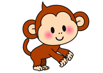 猿,サル,さる,動物,動物園,かわいい,可愛い,干支,申,申年,類人猿,アニマル,年賀,年賀状,モンキー,野生,野生動物,野生生物,デフォルメ,ゆるい,笑顔,単品,シンプル,子供向け,キャラクター,生物,飼育,生き物,サファリパーク,アイコン,イラスト