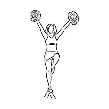 Cheerleader sketch cheerleading vector sketch llustration girl