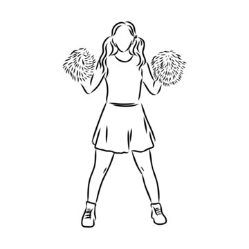 Cheerleader sketch cheerleading vector sketch llustration girl