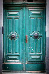 Old door, turquoise