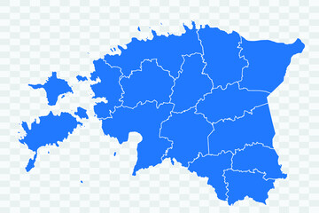 Estonia Map blue Color on Backgound png
