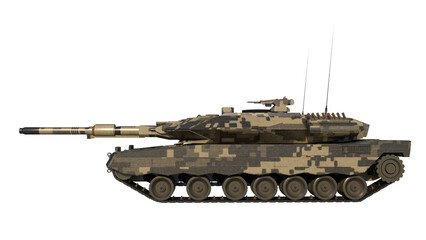 Leopard tank combat vehicle- Lateral view white background 3D Rendering Ilustracion 3D	
