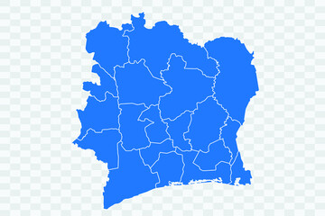 Ivory Coast Map blue Color on Backgound png
