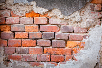 Old brick wall torn