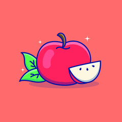 Cute cartoon apple in vector illustration. Isolated food vector. Flat cartoon style
