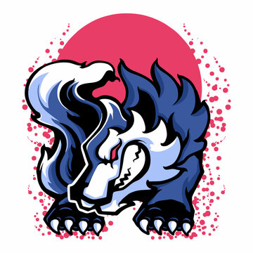Wolves Character Mascot Logo Design Vector illustration
