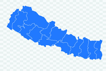 Nepal Map blue Color on Backgound png