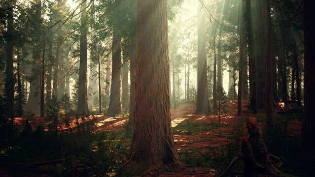 giant sequoias in the giant forest grove in the Sequoia National Park