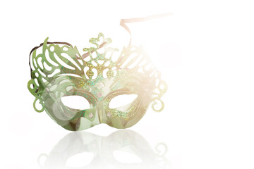 Masquerade mask isolated on white. Happy purim.