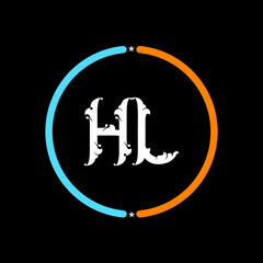 HL  Letter Logo.  black background.
