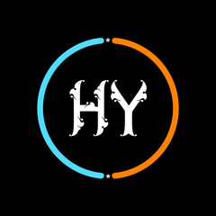 HY  Letter Logo.  black background.
