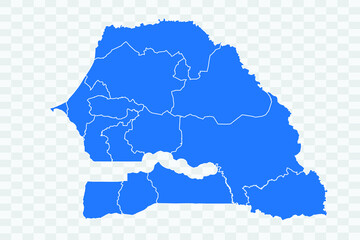 Senegal Map blue Color on Backgound png