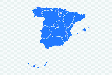 Spain Map blue Color on Backgound png
