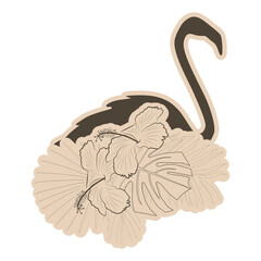 Obraz premium flamingo bird and palm leaves