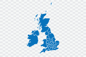 Uk Counties Map blue Color on Backgound png