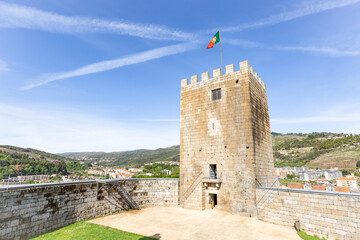 the keep tower of the medieval castle of Lamego city, district of Viseu, Portugal - obrazy, fototapety, plakaty