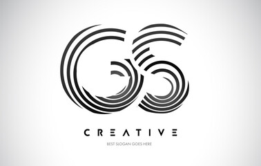 GS Lines Warp Logo Design. Letter Icon Made with Black Circular Lines.