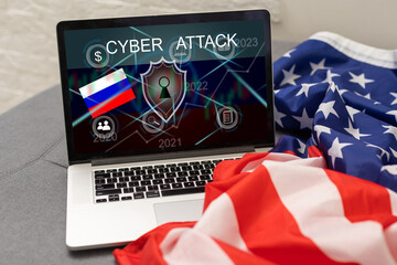 national flag of the Russia. Concept for information technology and data security safety to prevent cyber attack. Internet and network security.
