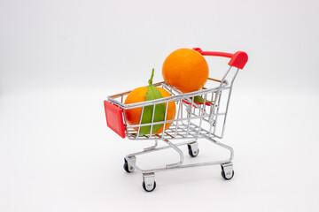 Sicilian oranges and tangerines in metal basket