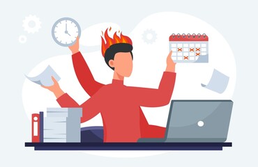 Tired Man Missing Deadline abstract concept