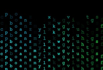 Dark blue, green vector texture with ABC characters.