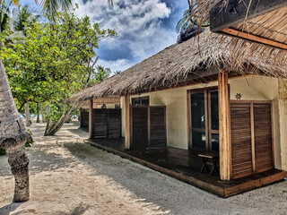 Beautiful bungalow, tourist village in the Maldives.