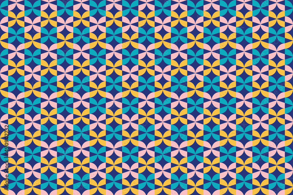 Wall mural minimal geometric texture seamless pattern. repeating simple geometrical shapes modern background.