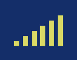 Financial report and graphic ressource. Chart blue and yellow. Illustration of a graphic for profit or growth. Financial success and diagram.