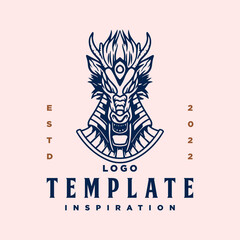 dragon template logo in ancient egyptian style. vector