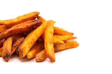 Pile of Crispy French Fries Isolated on a White Background