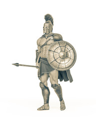 Naklejka premium ancient warrior is standing up for war