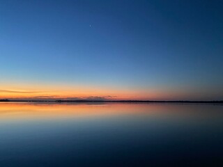 Horizon before sunrise over lake