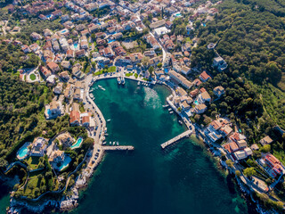 Aerial drone photo of  kassiopi, corfu , greece