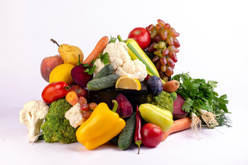 Colorful different fresh vegetables on white background